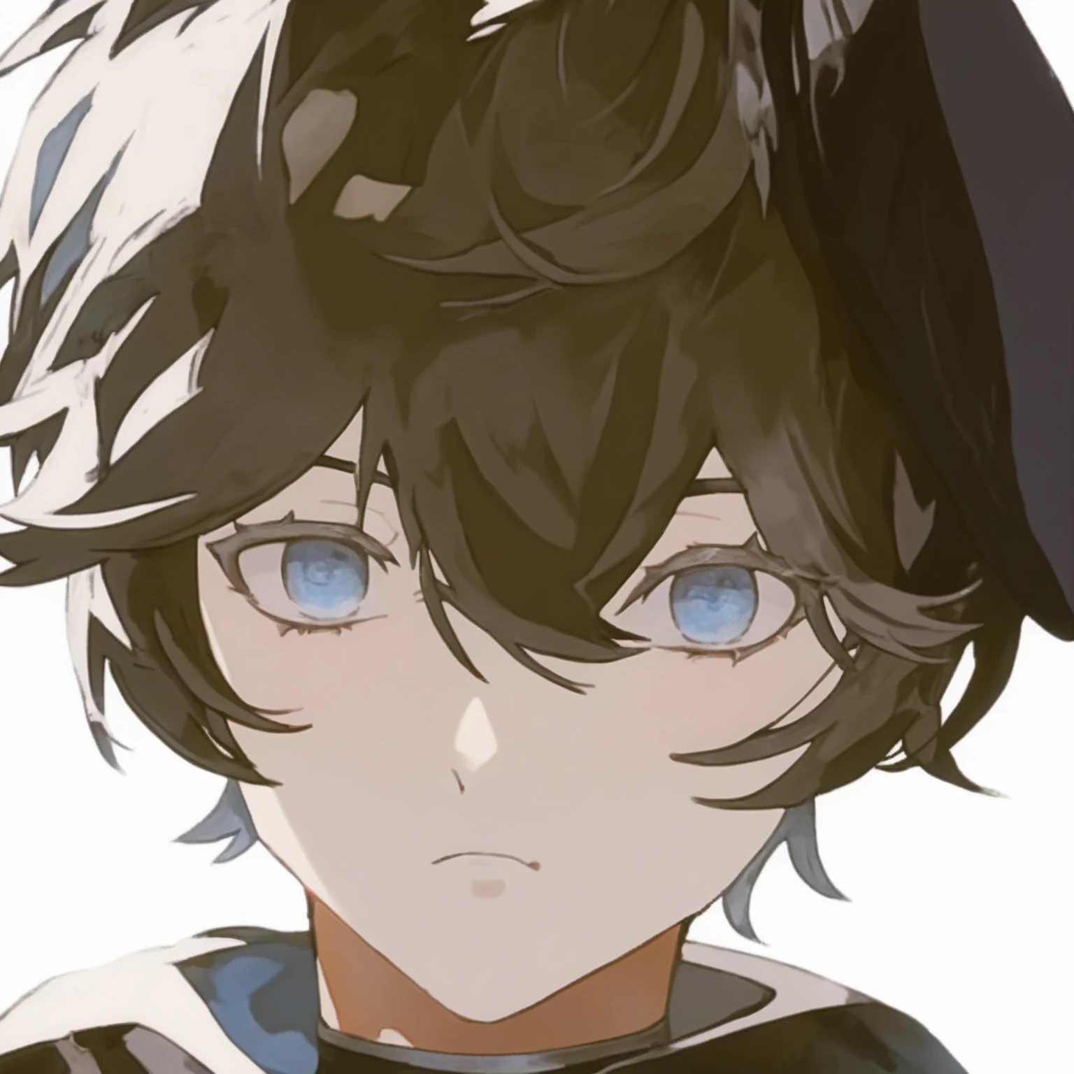 anime character with olho azuls and black hair wearing a black and white outfit, tall anime guy with olho azuls, de bravely default ii, garoto anime, estilo de ladrão fantasma do persona 5, estilo de arte Persona 5 wlop, perfect olho azuls, , olho azul. anime, feito com estúdio de pintura de anime, impressionante retrato de rosto de anime, inspirado por Okumura Togyu