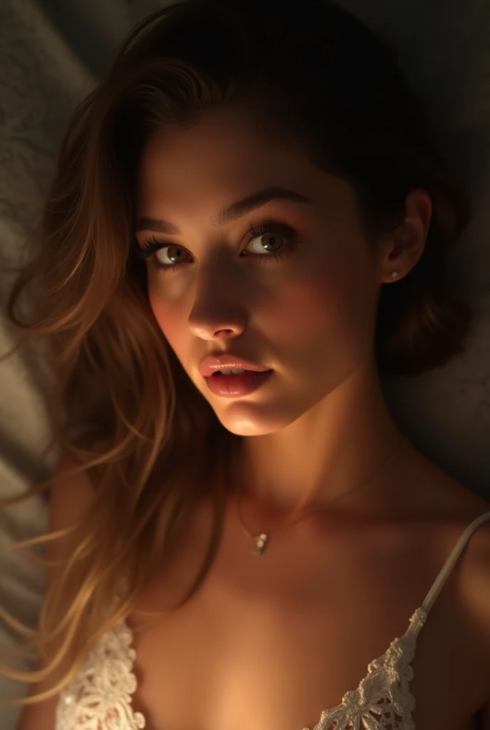 (1 slim 16yo Emma Watson,small breasts,feminine,symmetry eyes),BREAK,(Want me in bed,to kiss,fun,happiness,She likes me),(opened mouth:1.4),8k,Realistic photo style,Photorealism, Realistic, surreal,Best image quality, High resolution, Highest quality,cinematic, Intricate details,Ultra-fine detail, True light and shadow,Shots from the film, Professional Color Grading,Sharp focus, Film Grain,High Dynamic Range, charm, The most detailed skin texture pie face