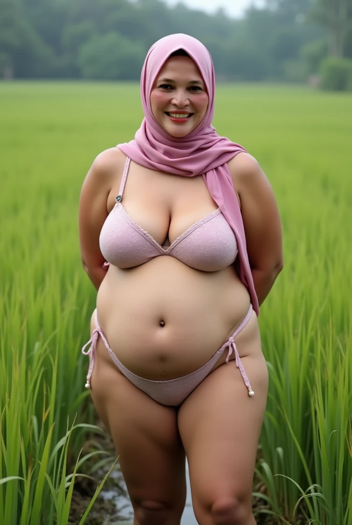 RAW, Best quality, high resolution, masterpiece: 1.3), beautiful Malay woman mommy in hijab,Masterpiece, perfect pregnancy plump body, (smallest breasts), spread both legs, gorgeous eyes, Soft smile, nake, necklace, shairband, afternoon walk, City garden, Excellent lighting, Bright colors, Clean lines