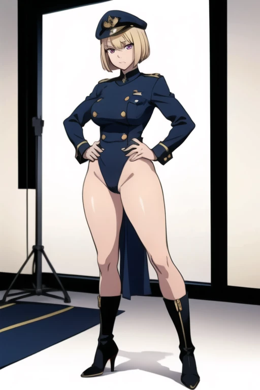 (obra maestra, Mejor calidad:1.2), tiro de vaquero, Solo, 1 chica, kaori saeki, libidinoso, boca cerrada, Mirando al espectador, es, Caderas anchas, camisa, correa, sentadillas, piernas aparte, cielo azul, erotica, pechos grandes, latex boots, latex gloves, pezones sin censura, vagina, micro bikini negro