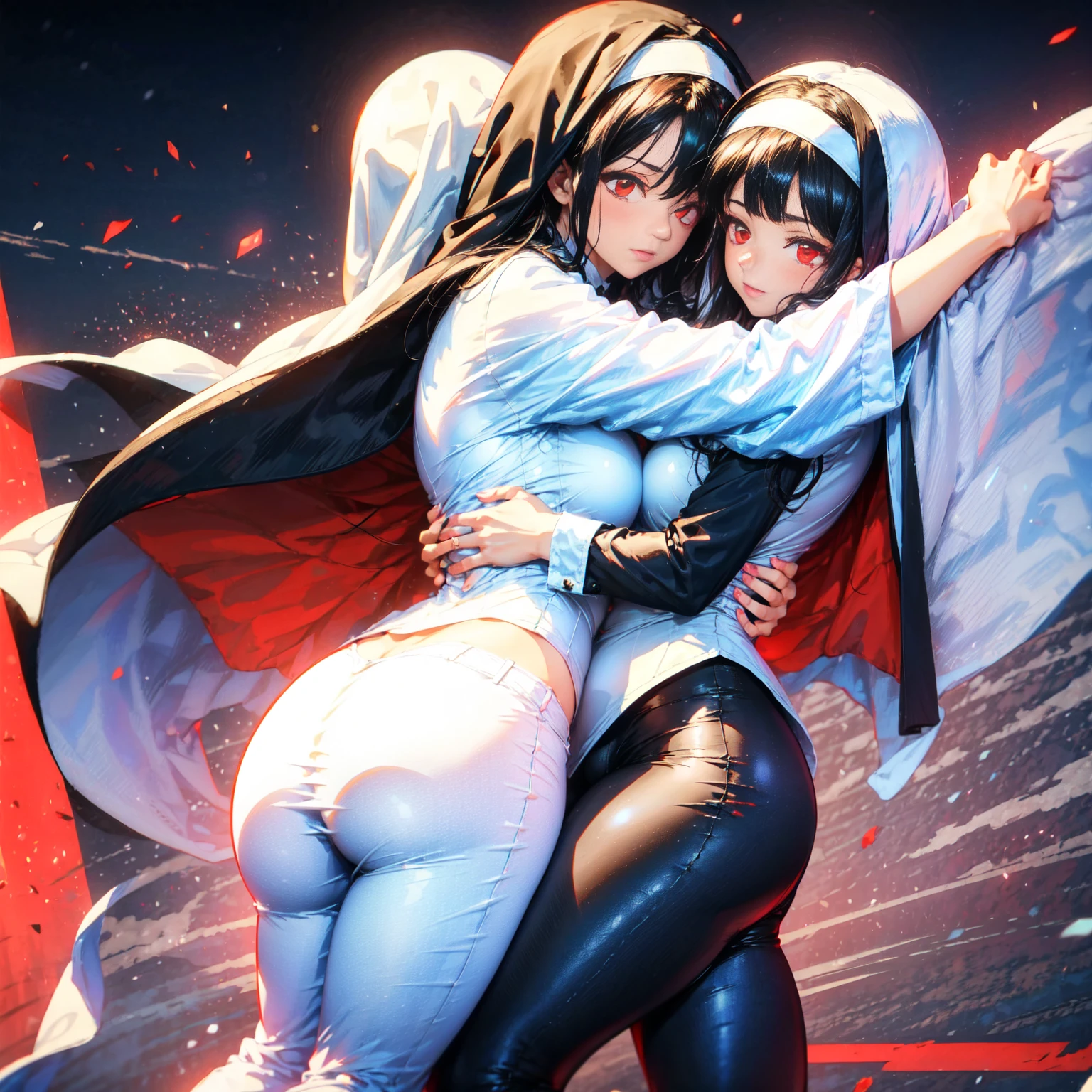 A woman hugging one with an injured wing 