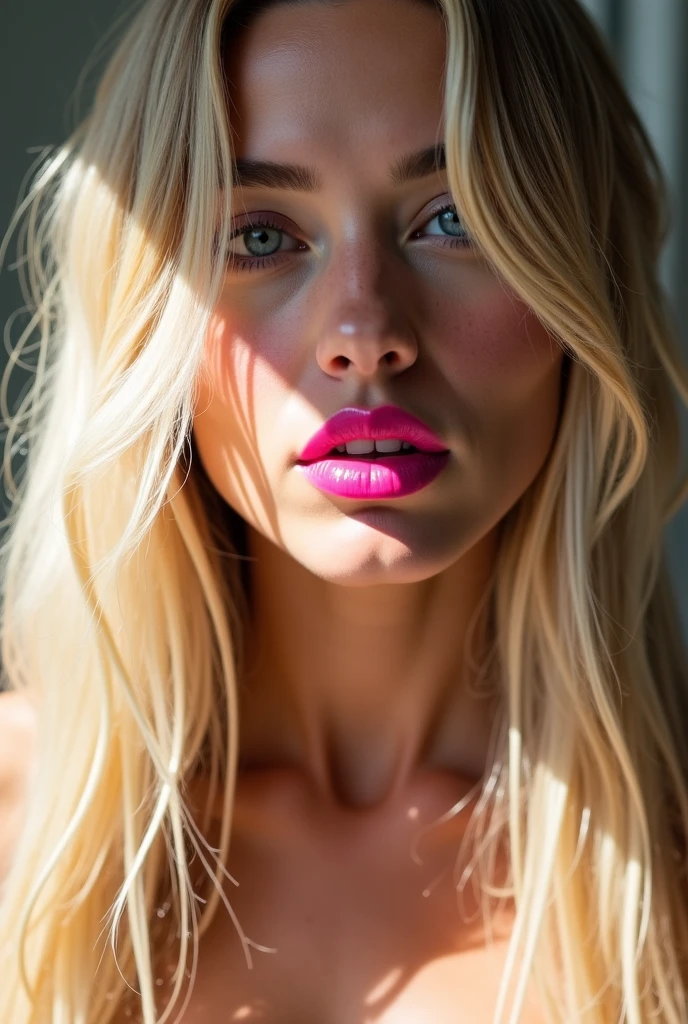 Girl Pure, open vaginas, fair skin, red lipstick, moisture on body, shine skin, swet on body, blond hair, brown eyes, small breast, pink silk dress, leather drees