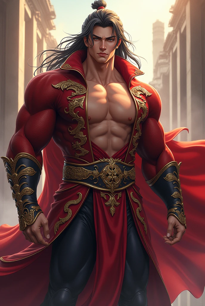 (8k,photorrealistic　RAW photograph　Maximum quality;1.4) (1 African boy) Super handsome king of the underworld　(lifelike face) 　(hair with flowers,  long hair in the wind )　slenderbody　Muscular and macho　big pink eyes　Aristocratic metallic costume with red flowers 　Red flower decoration　Fangs peeking out of the mouth　Pointed claws　a seductive gaze　Beautiful expression　A hyper-realistic　(King of the Underworld)　appealing　(real looking skin)　super high resolution　high détail　Luxury metallic red flower pants　Aura of red flowers emanating from the body　effect　red flowers metallic cover 