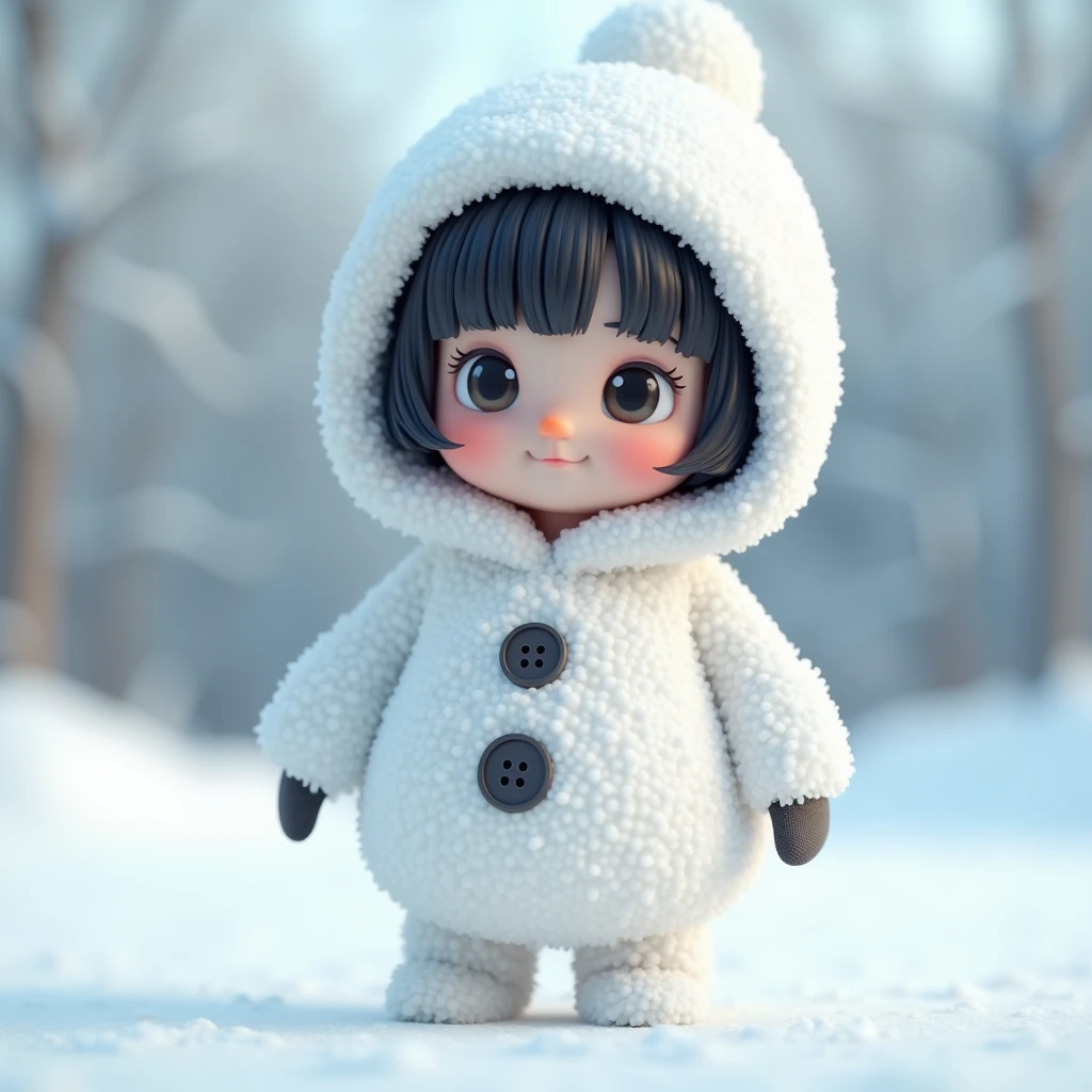 A very dynamic scene. A huge polar bear on its back sits a little Eskimo girl 4 years old. Bear rushing through the snow. The girl is very cheerful, laughs broadly and waves his hands affably. The girl is dressed in national northern clothes. a closeup of a. a lot of details. Disney Pixar's cartoon style. super realistic. Cinematic. Motion-blurred background of coniferous winter forest. Light haze.