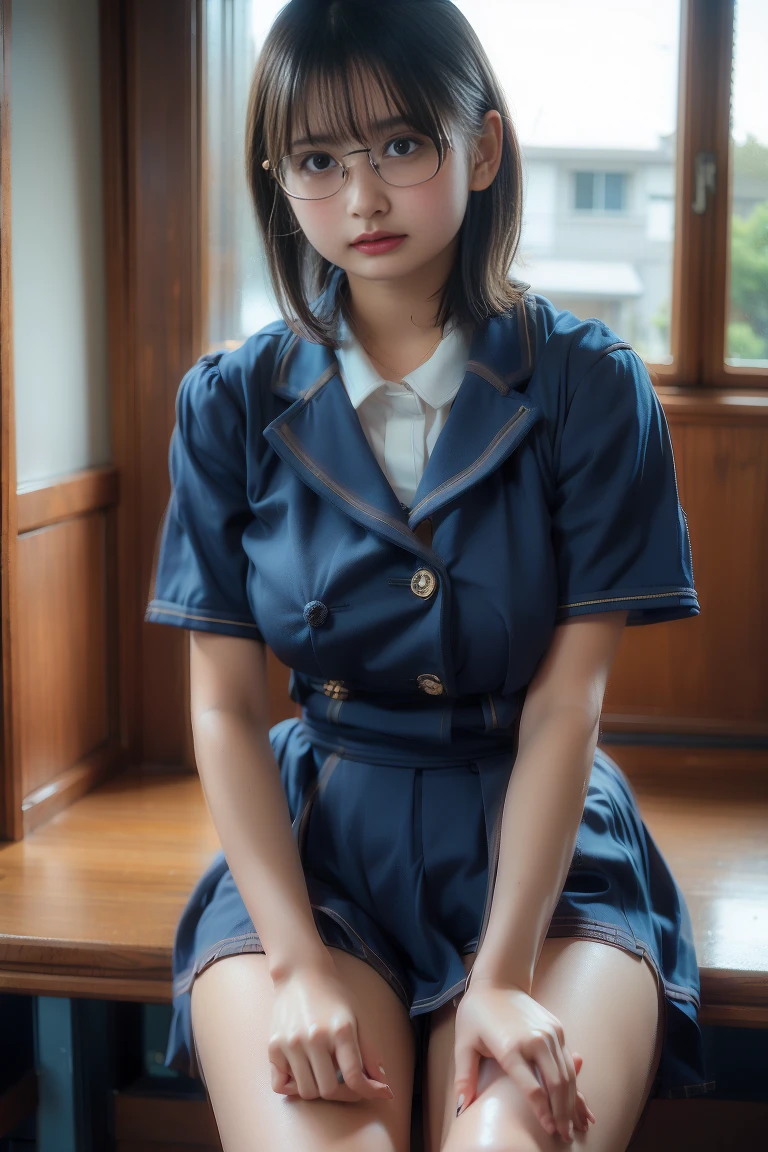 (((Face the front of your body at the camera:1.8))), (((shool uniform:1.8))), (((Dressing:1.8))), (((student clothes:1.8, a miniskirt:1.5, white panties with a small area,,:1.5))), (((Dress up reliably:1.8))), (((pantie shot:1.8))), (((Show the camera everything about your panties:1.8))), ((Sit on tatami mats with your knees bent:1.8, sitting with knees arised:1.8)), (ssmile), 1girl in, 独奏, 18year old, 7headed body, Ideal ratio body proportions, erectile nipple, short-hair, A dark-haired, With bangs, small tits, A slender, Small buttocks, beauty legs, Skinny Legs, surrealism, Cinematic lighting, depth of fields, One-person viewpoint, F/1.8, 135 mm, nffsw, masutepiece, ccurate, ((Anatomically correct:1.3)), Textured skin, Super Detail, high details, High quality, awardwinning, Best Quality, hight resolution, 8K