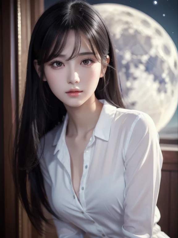 超A high resolution,masutepiece,Best Quality,
extremely delicate face,Detailed eyes,very intricate,perfect glossy shiny skins,Perfect Lighting,Detailed Lighting,Dramatic shadows,Ray tracing,
1girll,full body Esbian,white oversized button up shirt,view the viewer,Cyberpunk