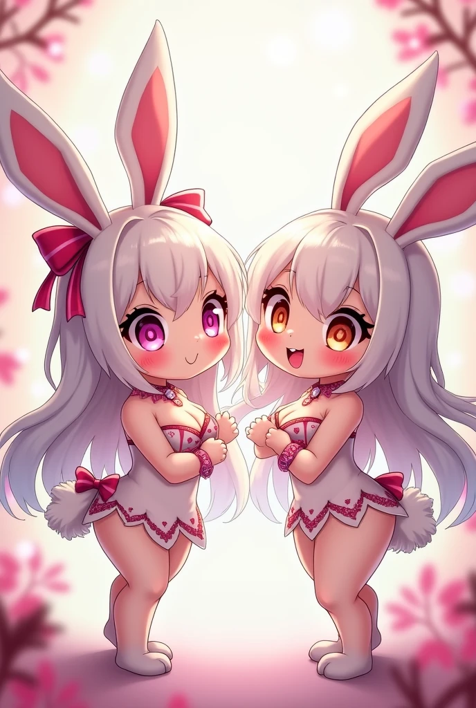 tchibi、Two-headed body、kawaii、a smile、Long-eared chibigorori rabbit、Bunny Girl Style