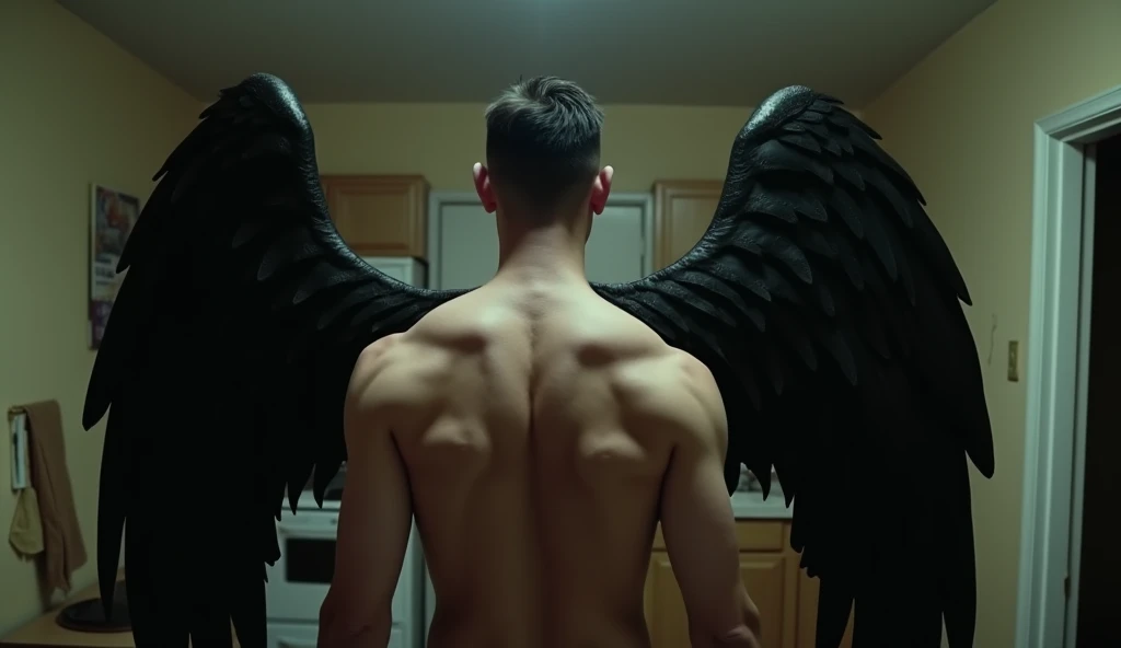 (8K, RAW photo, Highest quality), (full-body shot:1.5), (blue eyes:1.6), (18 years old:1.5), (white pale skin:1.6), (short hair:1.7), (silver hair:1.3), (wavy hair:1.3), (evil black angel wings:1.9), (black cloak:1.6), (evil presence:1.5) (horror:1.6), Realistic, (((1 perfect penis:1.3))), 1 amazing penis, (((1 nice penis:1.2))), 1 beautiful penis, 1 great penis, 1 male penis, male scrotum, perfect scrotum, male structure, male genitalia, handsome man,frontage, Intricate details, Extremely detailed eyes and eyelashes, Muscular male, Manly, masculine, Soft lighting, Cinematic lighting, Portrait, Exposing the pectoral muscles, male model, muscular, ripped, defined body, Digital SLR, hyper qualit, Fujifilm XT3, Crystal clear, 8K UHD, High detail, Ultra photo realsisim, haar, ((Realistic skin), ((pores)), ((high detail skin)), volumettic light, groin, far, complex 3D visualization, high detail, 1 handsome young man (nsfw) looking at the viewer (Pureerosface_V 1:0.6), pure, genuine human skin , (bare chest), muscles, vivid details, hyperrealistic, beautiful background, octane rendering, best quality, masterpiece, extremely detailed, computer graphics, unity, wallpapers (realistic, photorealistic: 1.37), (((anatomically correct:1.4))), stunning, fine details, masterpiece, best quality, official art, extremely detailed CG unity 8k wallpapers, (((Full Body))), ((Correct body structure)), (((Correct dissection))), (((Depth of field:1.5))),