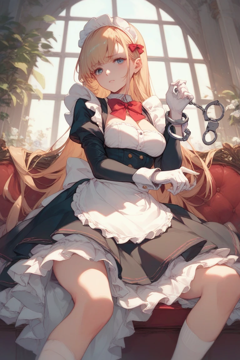 ((1 girl)), ((sitting on chair)), ((rope bondage)), ((arms behind back)), ((fully bound)), (restrained tightly), ((helpless)), (Red dress, tights socks), ((blushing))