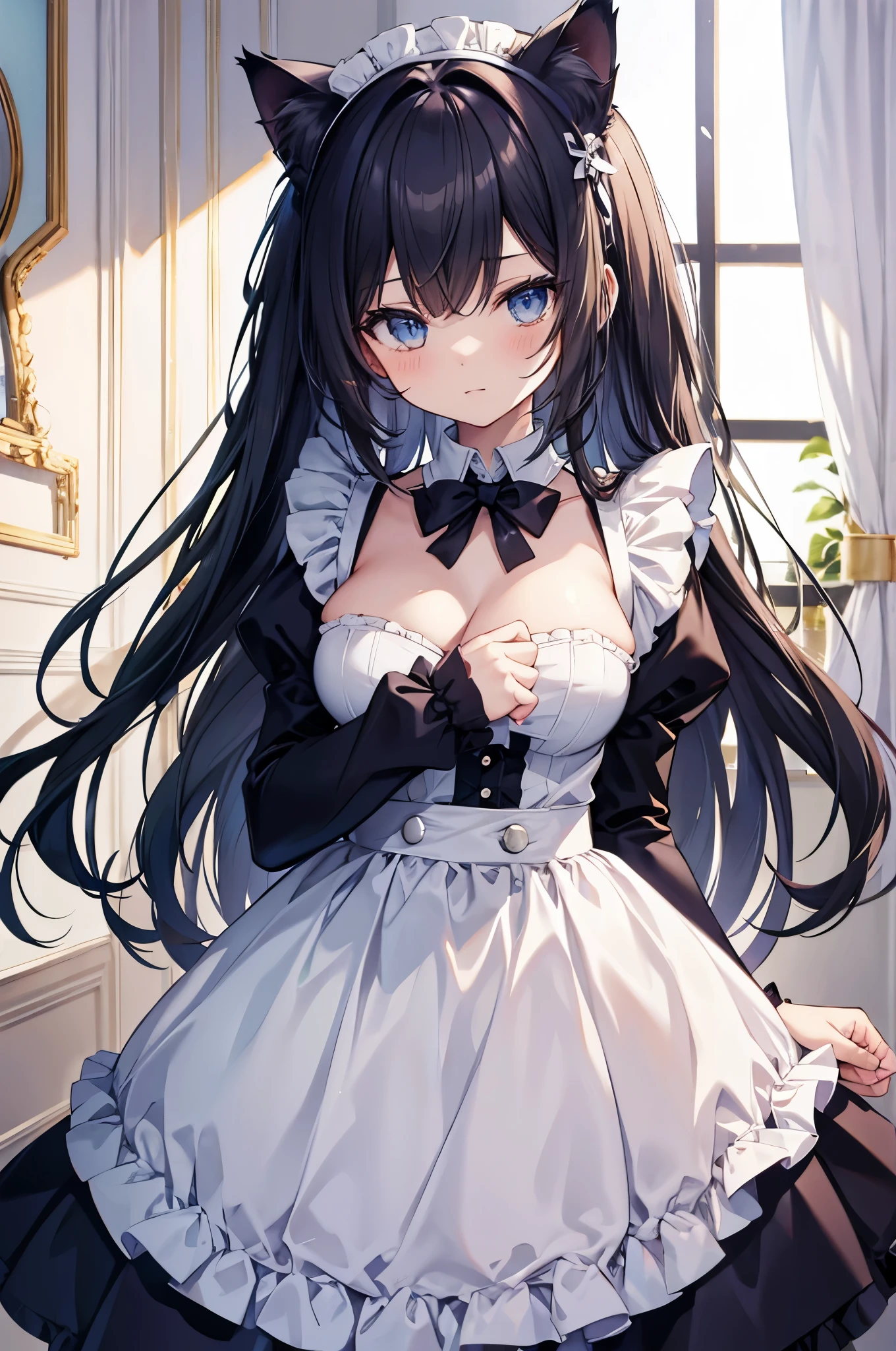 "There is a six-year-old Japan girl who shines a ray of light into a dimly lit room and has a strong presence in it. His face is as pure and pure as a spirit.
Her small body is in good immature but healthy shape at the age of six. Secretly harboring potential for the future, this figure spreads out in its chest and speaks to the world.
The outfit chosen by her is a miniature reproduction of Gothic ta fashion. The navel and silk dress, which contrasts bright black and white, is adorned with delicate lace and ribbons to further enhance her dainty.
Her skin is crystal clear white, and its transparency emphasizes her purity and anticipation for the future. Her big eyes are as quiet and deep as a lake, and her gaze is full of innocence and curiosity.
Her presence radiates a charm that no one in the room can take their eyes off of. Her innocence and great potential for the future make her special.
In this work, the transparency of the girl, the texture of her clothes, the composition in which she comes forward, all of these are delicately depicted in detail. I would say masterpiece of the best."