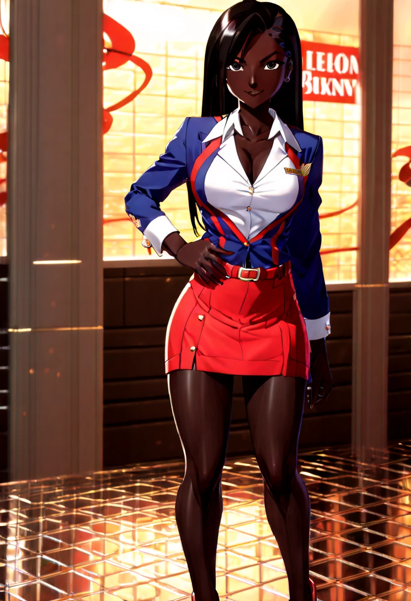 Five Fingers、Colossal tits、Fitness Model、musculature、Metallic shiny clothes、White shiny shirt、breasts pocket、Class Chapter、neck tie、hatting、Cool smile、glistning skin