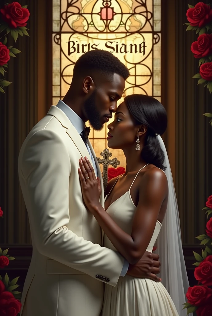 ((highest quality)), ((masterpiece)), Perfect Face、((Yuuki Asuna))、Brown Hair、(Black man pushes woman onto bed)、The woman lies on her back on the bed、The woman is wearing a gorgeous white wedding dress and a veil.、Black man in tuxedo、(Black men have dark skin and strong bodies)、Woman has happy expression、The woman is wearing earrings and a necklace、Black men and women engagement rings、Black man and woman in bedroom2Becoming Only a Person、The man rubs the woman's breasts, touches her crotch, and kisses her.