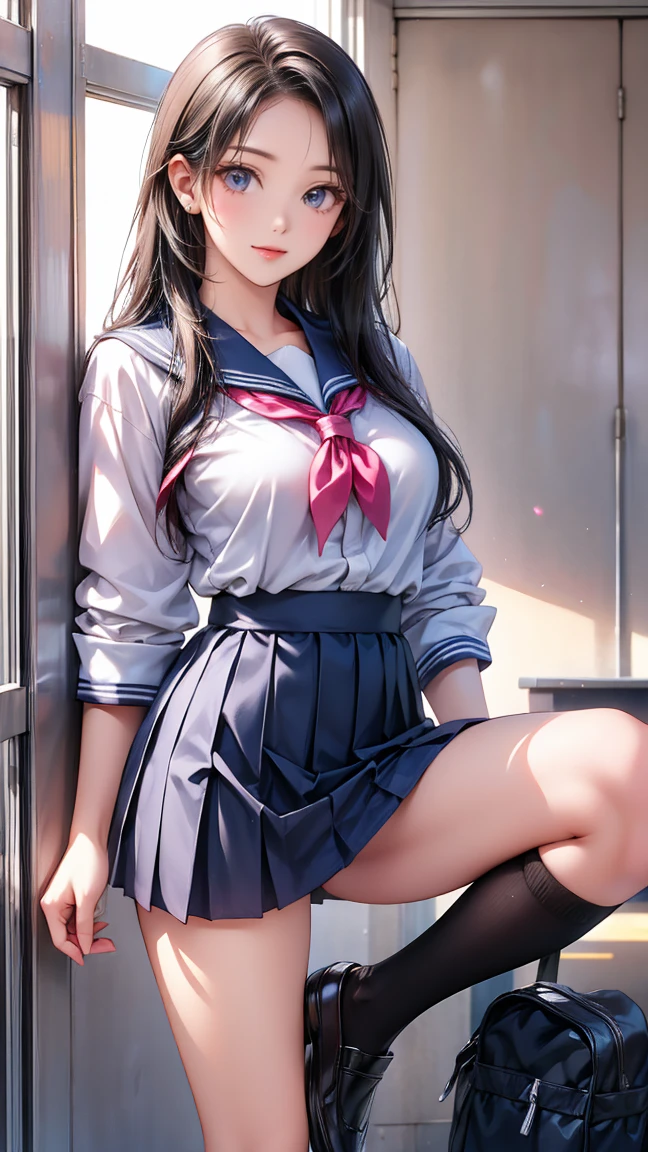 masterpiece, best quality, ultra-detailed, from below,
1woman, 25 yo, solo, beautiful detailed woman, black hair, looking at viewer,
surprised, embarrassed, blushing,
office worker,
standing, make fist, beautiful hands, beautiful fingers, make fist, hands on breasts,
(dark blue suit), (white collared shirt), (dark blue pleated skirt),upskirt from below
(intricated panties), (detailed panties),
indoor, office,