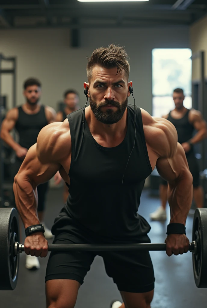 A guy training his chest at the gym, press bank, Let's see a shot where we see the boy struggling to lift his PR of 80 kilos