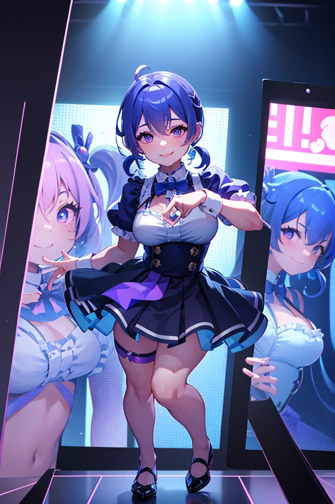 NSFW,masterpiece,Highest quality,High resolution,Super detailed,Star Town Suisei\(Hololive\),Blue Hair,One Side Ponytail,Blue Eyes,Small breasts,White leotard,High leg,Removable sleeves,Micro Mini Skirt,Fishnet tights,Adventurer's Guild,Reception counter,Embarrassed,blush,Expecting face,is nervous,(Molester),(Strong-faced men),A man puts his hands on her waist and hugs her,Open your legs shoulder-width apart