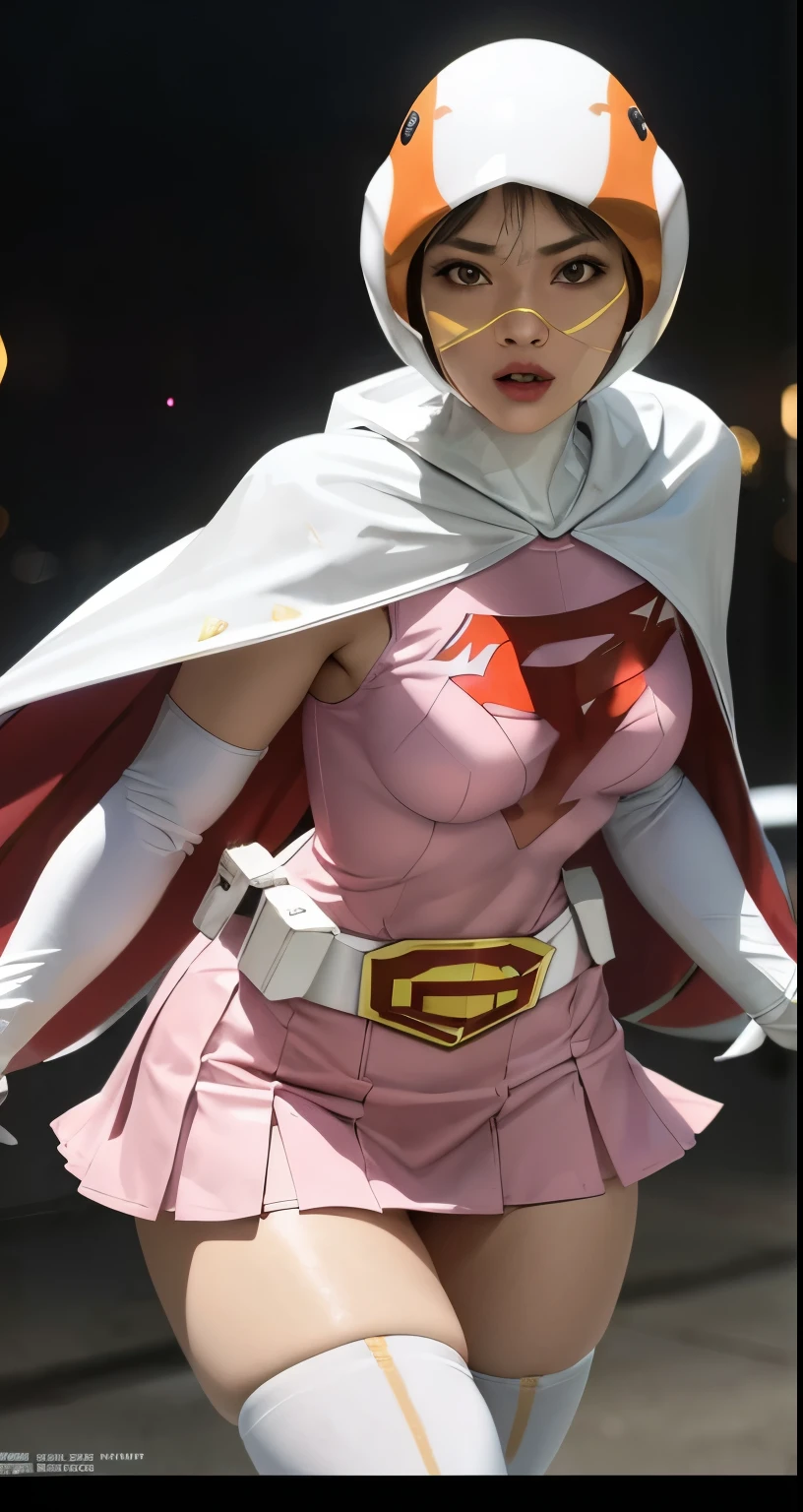 raw photo,realistic,Japanese beauty、17 years old、Jun、straight,Pause,looking at the viewer,break,
Year_classic_Jun_Gatchaman_my wife,www.my wife.and,超ミニskirt、white pantiesが見えてます、
long hair,beautifulface、素face、face面見えている、SHIELDThere is no、ミニ超ミニskirt、white panties、chest,green eyes,lips,medium chest,blonde hair,lipstick,compensate,
gloves,cape,Helmet,belt,elbow gloves,white gloves,mask,skirt,leotard,Spacesuit,white legwear,pink dress,superhero,body suit,
official art,Highly detailed CG Unity 8K wallpaper, perfect lighting,colorful, bright_front_face_lit,shiny skin, (masterpiece:1.0),(Highest_quality:1.0), 超High resolution,4k,Super detailed, photo shoot, 8K, HDR, High resolution, (disorganized:1.2), kodak portrait 400, film grain, blurred background, (Bokeh:1.2), Lens flare, (lively_color:1.2),professional photos, (beautiful_face:1.5),