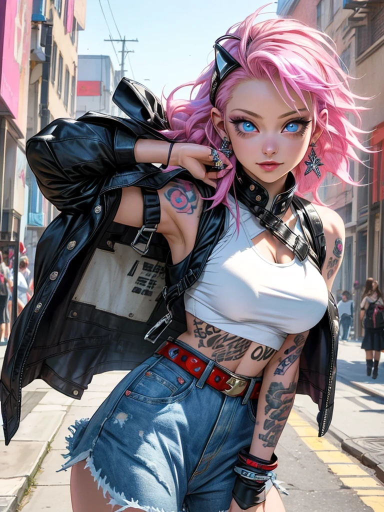 Uma mulher punk de corpo perfeito e a mostra