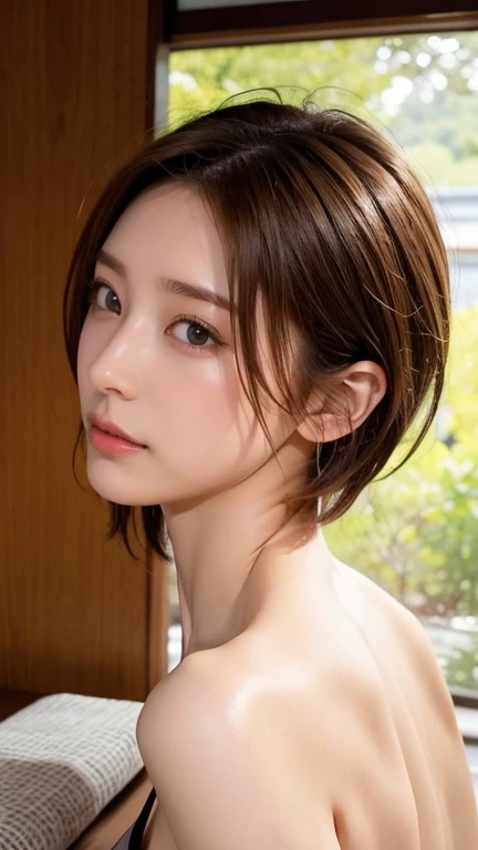  mature woman,masterpiece, slim slender, realistic, adult sex appeal, perfect body,Ultra short hair, beautiful faces,Facial beauty, Japanese women, from behind