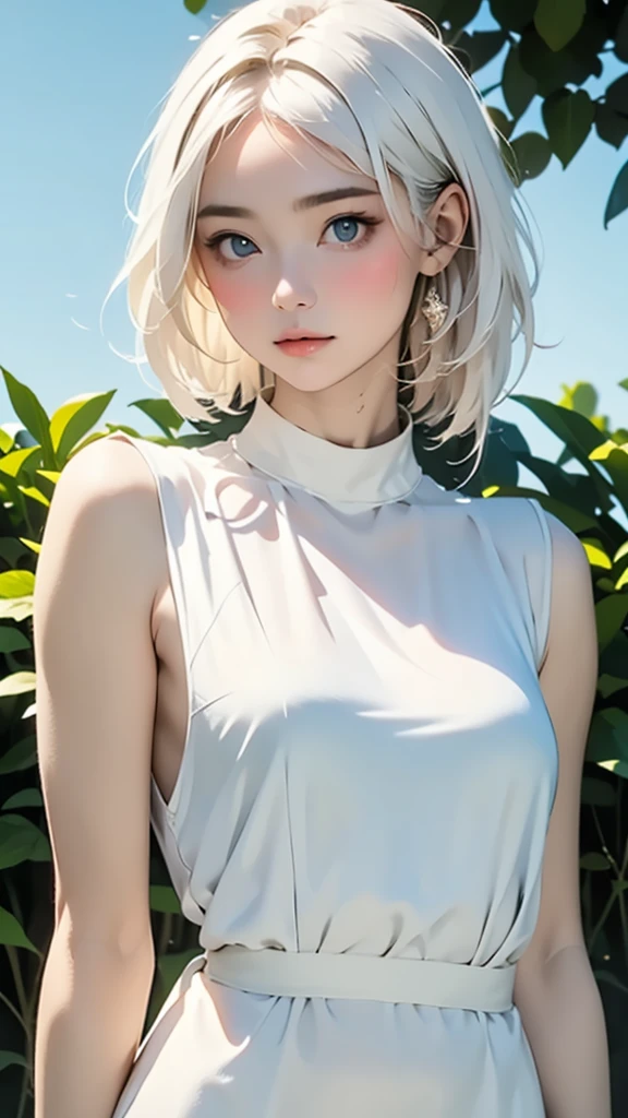 (masterpiece, best quality:1.2), 8k, 85mm, raw photo, absurdres, white and cyan theme, (liquid clothes, liquid dress:1.4), white hair, gradient dress, delicate girl, upper body, close up face, shiny skin, teen, looking at viewer, HDR, sharp focus, particle, twilight sky, detailed eyes and face, white hair, simple background,(Enhances the beauty of skin texture:1.1),((Extremely precise and accurate anatomy:1.0)),Kind eyes,Graceful pose,(Beauty of form:1.4) Golden ratio, big eye,(nature's providence:1.4),