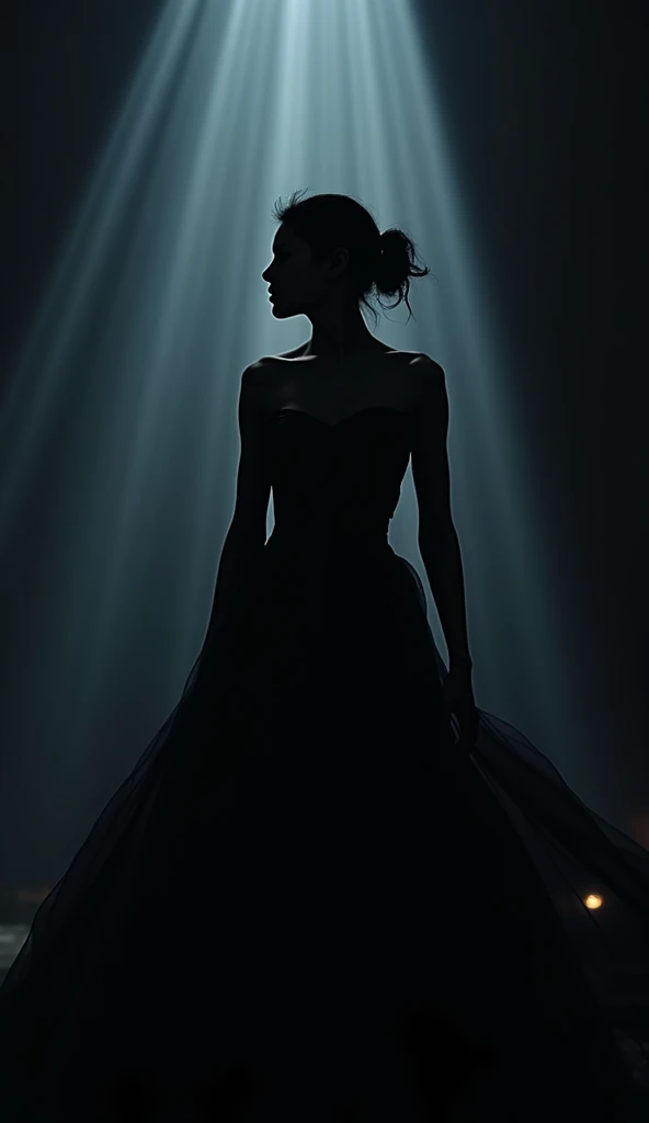 gorgeous mysterious woman, beautiful lighting, composition, framing, Silhouette Art, high contrast, well defined, Silhouette Art,