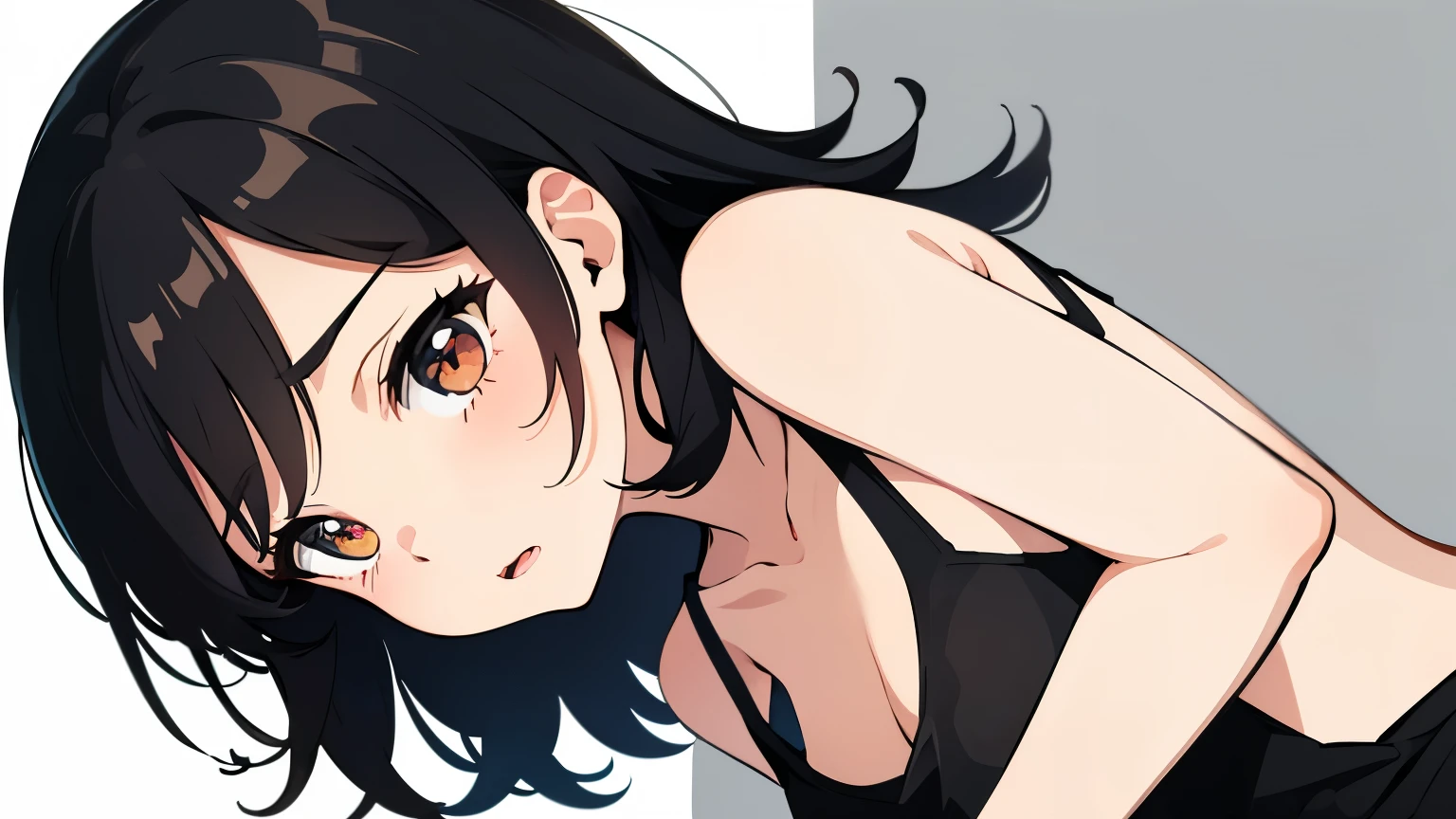 Full detailed girl face looking at camera , yellow eyes
