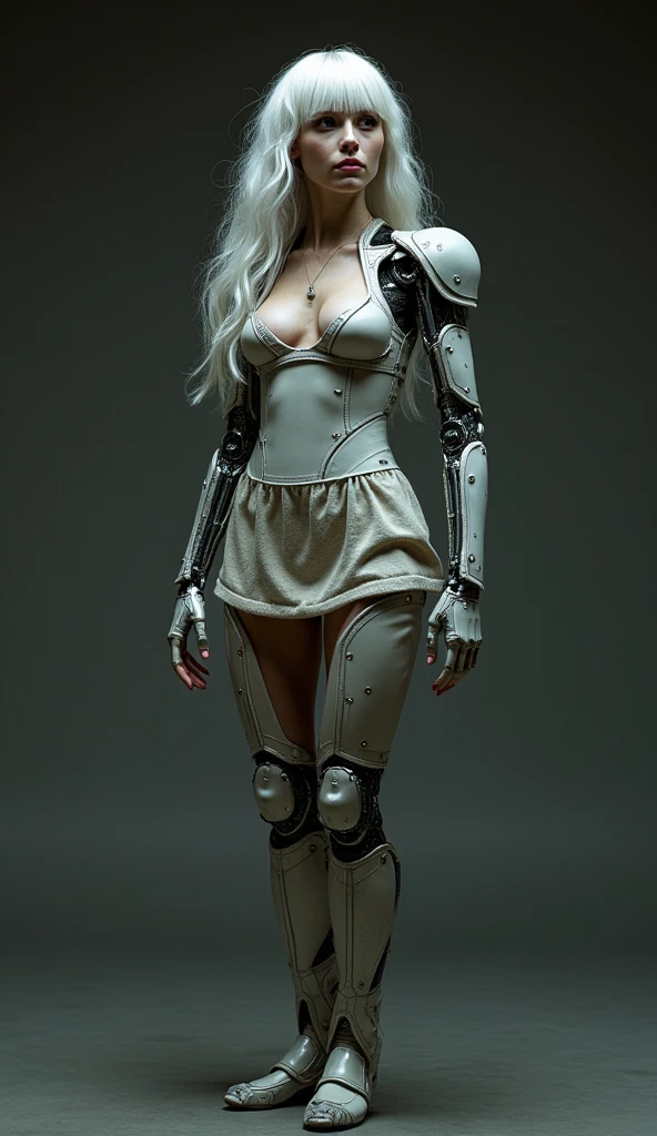 1 woman, realistic, with chain in boddy, detailed skin, detailed face, bikini transparn, no pants, robo pants, highligt image, perfect, robo, muscle,