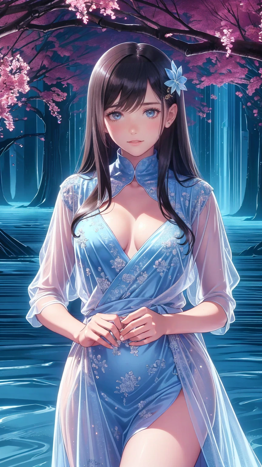 (  girl ),(  very detailed目,  very detailed顔), ( realisticにสุดๆ,  high res ), (  top quality :1.4), (  top quality ), 5, Midea, 1人の girl ,score_9, score_8_ up, score_7_ up, score_6_ up, score_5_ up, score_4_ up,  real skin texture deep into the night,  RAW photos , ( realisticに,  realistic:1.37),  very detailed,  Pro Pictures , (masterpiece:1.3,  top quality ,  ultra high resolution ,  ultra More), ( realistic, photo realistic:1.4),  beautiful illustrations ,  perfect lighting,  natural light,  depth of field , beautiful detailed hair,  beautiful detailed face , beautiful detailed eyes,  beautiful collarbone,  beautiful body ,  beautiful breasts ,  beautiful thighs ,  beautiful legs,  look under my beautiful fingers ,  viewers、  shiny hair,  longhair , (  beautiful brown eyes、)、smile、  super detailed  な目、(( hair clip)), Very elaborate face ,  High Detail Eye , cowboy shot,、( 一人の girl  )、 , masterpiece, top quality , high res, masterpiece ,  girl 1人, Calm expression, Captivating eyes ,  long straight hair  ,  Relaxed Dress ,  Calm Posture  ,  porcelain-like skin, A faint blush, crystal pendant golden hour, (  rimlight):1.2, Warm tones, Solar flare, Soft Shadows,  bright color, painterly effect  ,  dreamy atmosphere BREAK beautiful lake  , Scenery I saw with you  々, Willow Tree, Calm water, reflection,  clouds illuminated by the sun  ,  quiet atmosphere ,  Beautiful Sunset  ,  super detailed  ,  Official Art, unity 8k wallpaper , [ "Intertwined, Mandala
