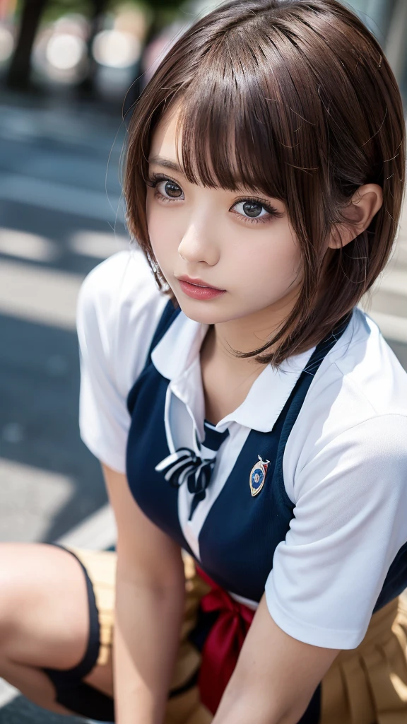 20 year old Japanese idol alone Mature Woman Straight black hair with bangs Very large breasts Toned body moderately sized buttocks (((Correct depiction of the clavicle))) (((Rimless Glasses))) Big eyes ((Very small nurse uniform)) (((Expressing nipple protrusion))) (((The chest area of the uniform is about to burst.))) 8k Realistic ((Crouching)) ((Back view of a person doing squats)) ((Turn around and make eye contact)) ((Stick your butt out)) (((Butt facing the camera))) (((The butt is facing the viewer))) ((Accentuate your butt)) ((Accentuate the crotch)) Highly detailed face Extremely delicate limbs Anatomically accurate depiction of the body Detailed Asian Skin Tones Balance your face and body Getting the body composition right