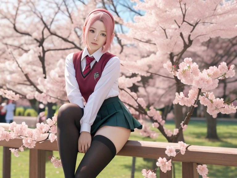 score_9, score_8_up, score_7_up, source_real, sitting with her knees, ichinose honami, shade of a tree, dappled sunlight, school uniform, red jacket, short pleated skirt, white skirt, long hair, pink hair, beautiful detailed eyes, purple eyes, blue bow, solo, on the grass in the park, smile, highly detailed, high resolution RAW photo <lora:Ichinose_Honami_pony1:0.65> <lora:HyLper-Accelerate-PAseer:1>