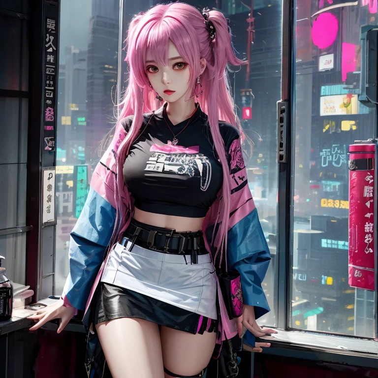Top image quality, 电影灯光, octan render, ultrasharp, 1 girl in, japanes, embarassed face, glowy skin, length hair, Torn white latex suit, cleavage of the breast, Pink enamel jacket, Futuristic hair ornament, Simple tattoos, intricate detailes, Runaway, Running at full speed, Breaking through the glass, Shards of flying glass, cyberpunked, Night sky with countless stars twinkling, Shining Milky Way, Heavy rain:1.3, Ruins, Laser beam attack, big explosion:1.3, Pillar of fire:1.2, A city engulfed in flames, floods, wetting hair:1.5, wetted skin:1.5, puddle, Detailed eyes, detailed skin textures, cammel toe, Detailed CG image quality, 8mm fisheye lens, Angle looking up from below:1.2, (Full Body Angle), The whole body is soaking wet, Fast shutter speed,