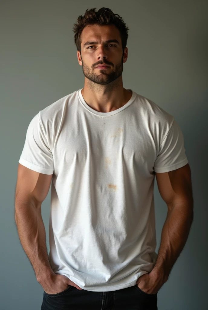 there is a man with a beard and a white tank top, overalls and a white beard, wearing a vest top, wearing a tanktop, wearing tanktop, full body photo of steve, no shirt under the vest, wearing tank top, grainy photo of an ugly man, bushy white beard, a photo of a disheveled man