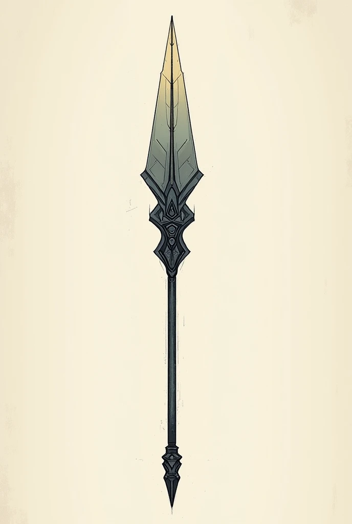 detailed sketch drawing, simple lines, anime style , colorful, futuristic spear, soft dark colors