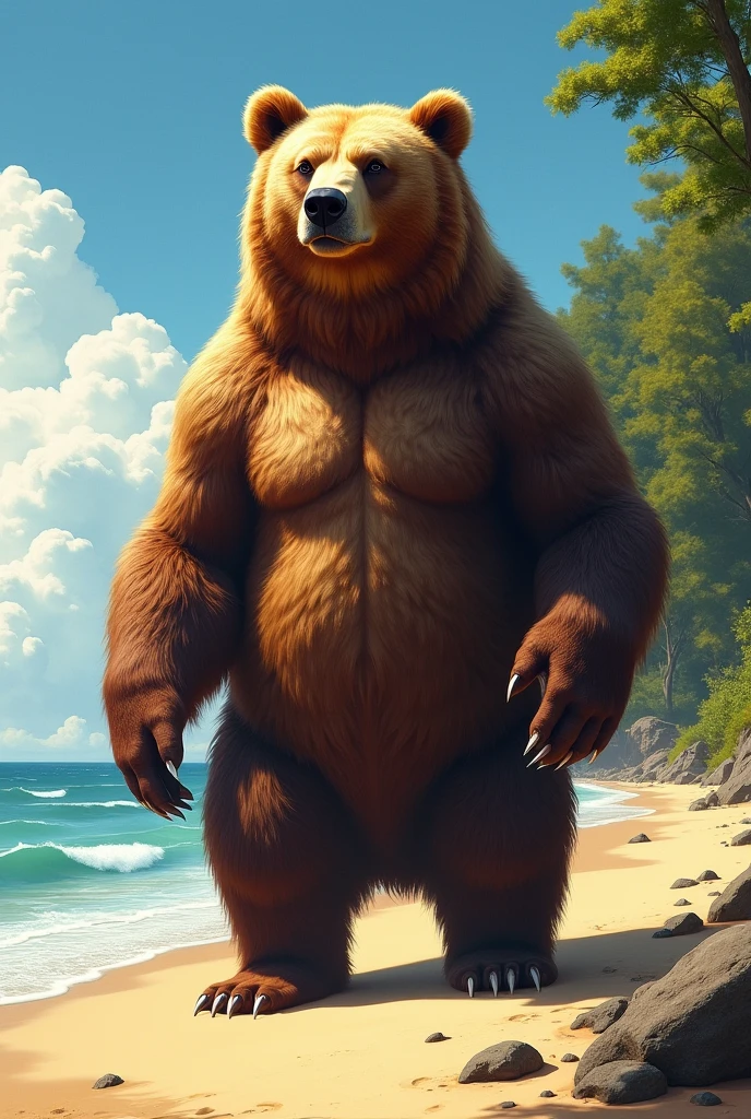 (by Taran Fiddler), (Chunie), Wookie, chewbacca, Star Wars, male, long fur, shaggy fur, beach, sand, trees, tactical harness, leather straps, wide hips, curvy, thick thighs, , solo, male, full body, tactical jockstrap, masculine, hot, anuscksack, sagging balls, kd penis, presenbutt, bulge