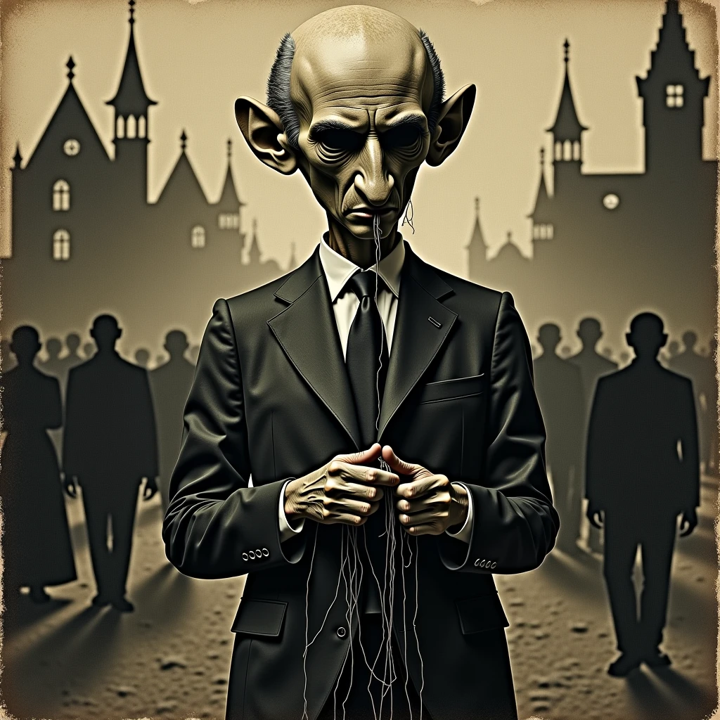 United States controlling a puppet of an evil-looking man.