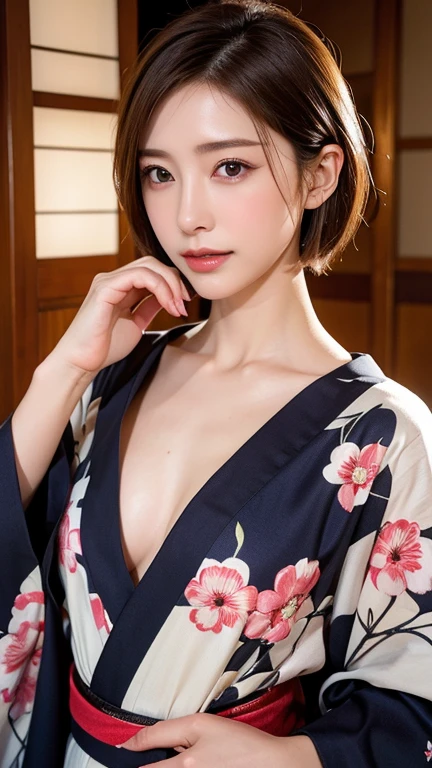  mature woman,masterpiece, slim slender, realistic, adult sex appeal, perfect body,Ultra short hair, beautiful faces,Facial beauty, Japanese women, kimono