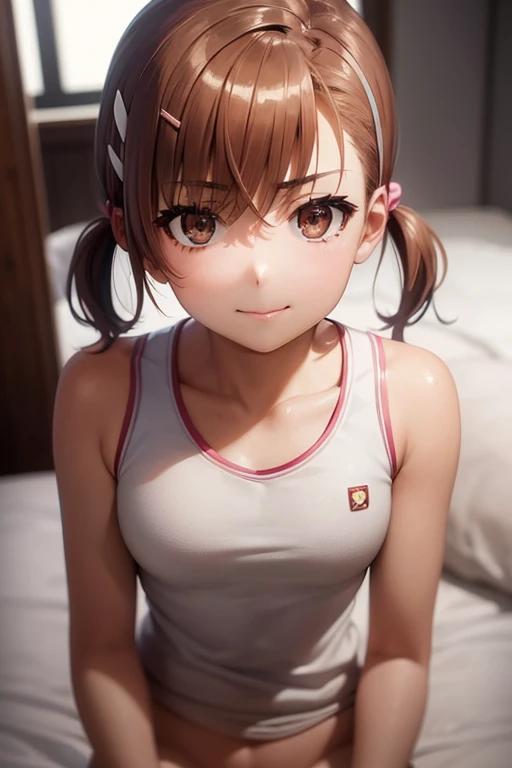 misaka mikoto、 shiny hair,  short hair, ( beautiful brown eyes、)、smile、 super detailed eyes、((hair clip)), highly detailed faces being avenged,  highly detailed eyes ,cowboy shot,、( One Girl )、 ,Master Piece,  top quality ,  high res, masterpiece , 





smile, on my bed, Perfect Anatomy,lakeside,sunset, cinematic lighting,(masterpiece,8k, Short Twin Tails , Perfect Composition , Very Aesthetic , absurd, ULTRA DETAIL, detailed information:1.2),Perfect Proportions,hand