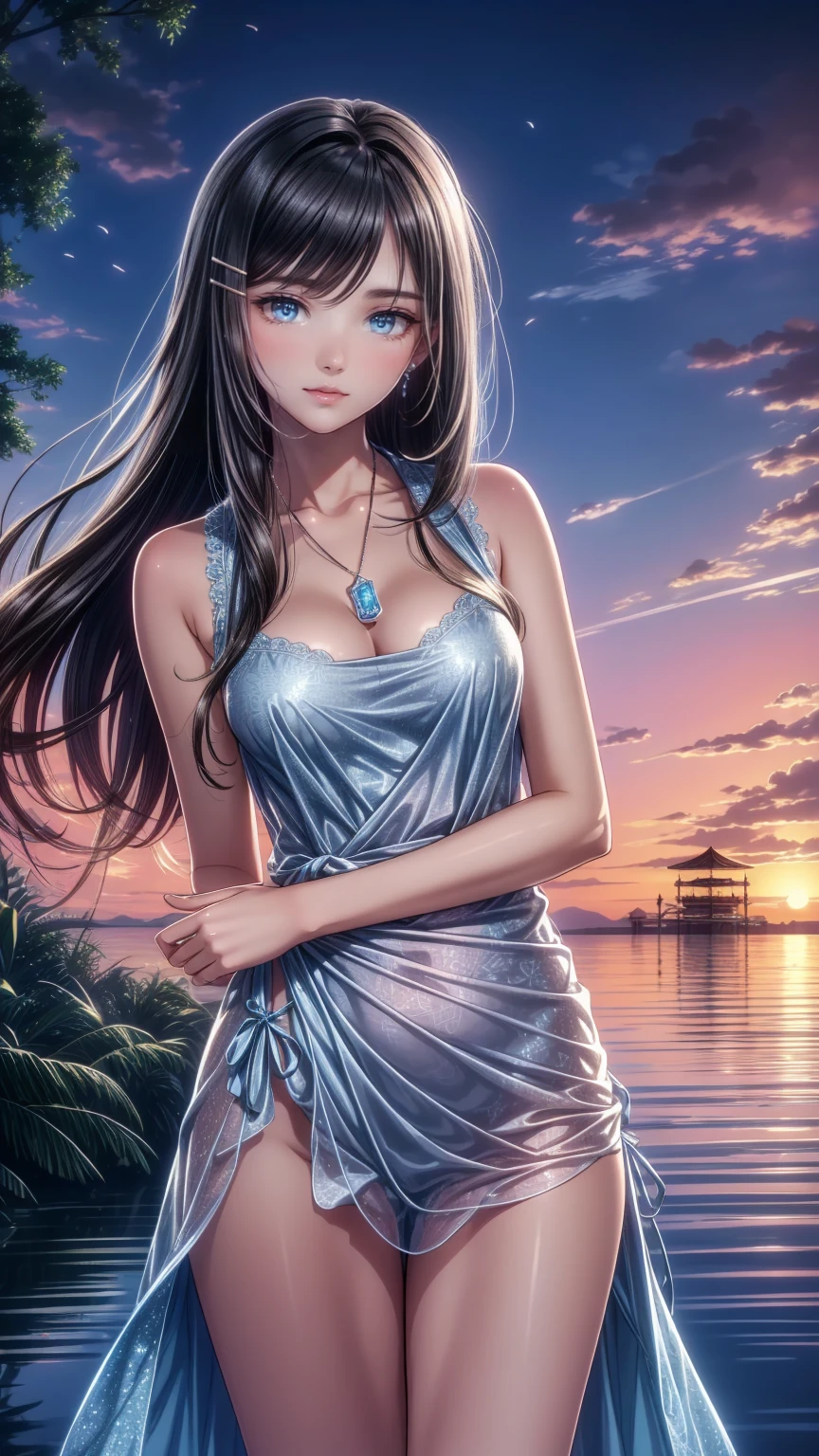 (   girl  ),(   very detailed目,   very detailed顔), (  realisticにสุดๆ,  high res ), (  top quality :1.4), (  top quality ), 5, Midea, 1人の  girl  ,score_9, score_8_  up, score_7_  up, score_6_  up, score_5_  up, score_4_  up,   Real Skin Texture Till Midnight,   RAW photo , (  realisticに,   realistic:1.37),   very detailed,   Pro Pictures , (masterpiece:1.3,  top quality ,   super high res ,   Ultramore ), (  realistic, photo  realistic:1.4),   beautiful illustrations ,   perfect lighting,   natural light,   depth of field  ,  beautiful detailed hair,   beautiful detailed face ,  beautiful detailed eyes,   beautiful collarbone,   beautiful body  ,   Beautiful breasts ,    beautiful thighs  ,   beautiful legs,   look under my beautiful finger  ,   viewers、   shiny hair,  longhair , (   beautiful brown eyes、)、smile、  s uper detailed  な目、((  hair clip)),  very elabated face ,   High Detail Eye ,  cowboy shot,、( 一人の  girl   )、 , masterpiece, top quality , high res, masterpiece ,   girl  1人, Calm expression,  Captivating eyes  ,   long straight hair   ,   relaxed dress ,   Calm Posture   ,   porcelain-like skin, A faint blush, crystal pendant golden hour, (   rimlight):1.2, Warm tones, Solar flare, Soft Shadows,   bright color, painterly effect   ,   dreamy atmosphere BREAK beautiful lake   , Scenery I saw with you   々, Willow Tree, Calm water, reflection,   clouds illuminated by the sun   ,   quiet atmosphere  ,    Beautiful Sunset   ,  s uper detailed  ,   Official Art, unity 8k wallpaper , [ "Intertwined, Mandala
