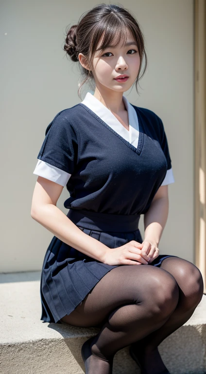 (aika-sawaguchi:0.8), (41k4:0.6), masterpiece, Best Quality, 8K, Raw photo, (wearing maid uniform:1.5), top-notch quality, masterpiece, (kneeling in front of viewer:1.5), (arms behind back:1.5), solo, (1 pretty Japanese girl), (wearing black stockings:1.2), exceptionally detailed RAW color photo, professional-grade photograph, (Realistic, Photorealistic:1.37), (highly detailed skin:1.2), Ultra-high resolution, (lens 50mm), (masterpiece, top-quality:1.3), (hyper realistic:1.35), (Photorealistic:1.45), (Realistic:1.4), (looking at viewer:1.4), (facing viewer:1.5), (1 beautiful girl), 21 years old, Japanese idol, supermodel, pale skin, (slim:1.3), (slim body:1.25), (slender body:1.25), (narrow waist:1.25), pretty face, (large breasts:1.15), (deep cleavage:1.2), gravure idol