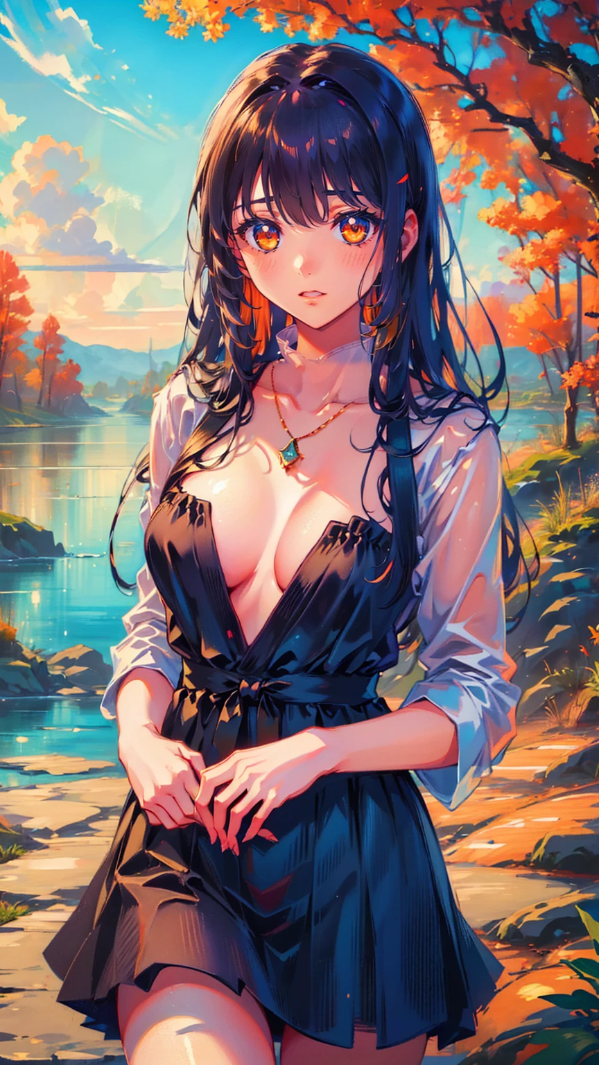 (   girl  ),(   very detailed目,   very detailed顔), (  realisticにสุดๆ,  high res ), (  top quality :1.4), (  top quality ), 5, Midea, 1人の  girl  ,score_9, score_8_  up, score_7_  up, score_6_  up, score_5_  up, score_4_  up,   Real Skin Texture Till Midnight,   RAW photo , (  realisticに,   realistic:1.37),   very detailed,   Pro Pictures , (masterpiece:1.3,  top quality ,   super high res ,   Ultramore ), (  realistic, photo  realistic:1.4),   beautiful illustrations ,   perfect lighting,   natural light,   depth of field  ,  beautiful detailed hair,   beautiful detailed face ,  beautiful detailed eyes,   beautiful collarbone,   beautiful body  ,   Beautiful breasts ,    beautiful thighs  ,   beautiful legs,   look under my beautiful finger  ,   viewers、   shiny hair,  longhair , (   beautiful brown eyes、)、smile、  s uper detailed  な目、((  hair clip)),  very elabated face ,   High Detail Eye ,  cowboy shot,、( 一人の  girl   )、 , masterpiece, top quality , high res, masterpiece ,   girl  1人, Calm expression,  Captivating eyes  ,   long straight hair   ,   relaxed dress ,   Calm Posture   ,   porcelain-like skin, A faint blush, crystal pendant golden hour, (   rimlight):1.2, Warm tones, Solar flare, Soft Shadows,   bright color, painterly effect   ,   dreamy atmosphere BREAK beautiful lake   , Scenery I saw with you   々, Willow Tree, Calm water, reflection,   clouds illuminated by the sun   ,   quiet atmosphere  ,    Beautiful Sunset   ,  s uper detailed  ,   Official Art, unity 8k wallpaper , [ "Intertwined, Mandala
