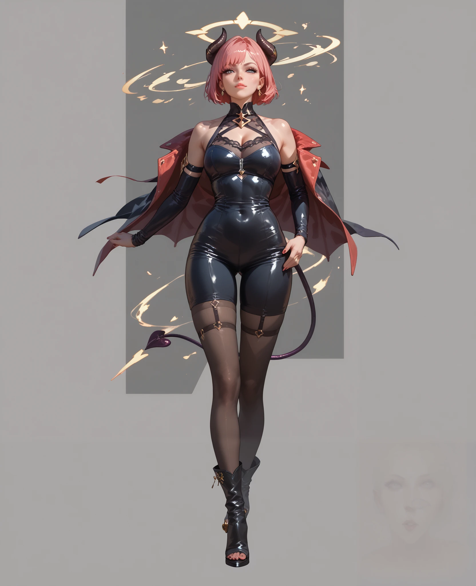 portrait of a demon with an angel halo, character concept, concept art 