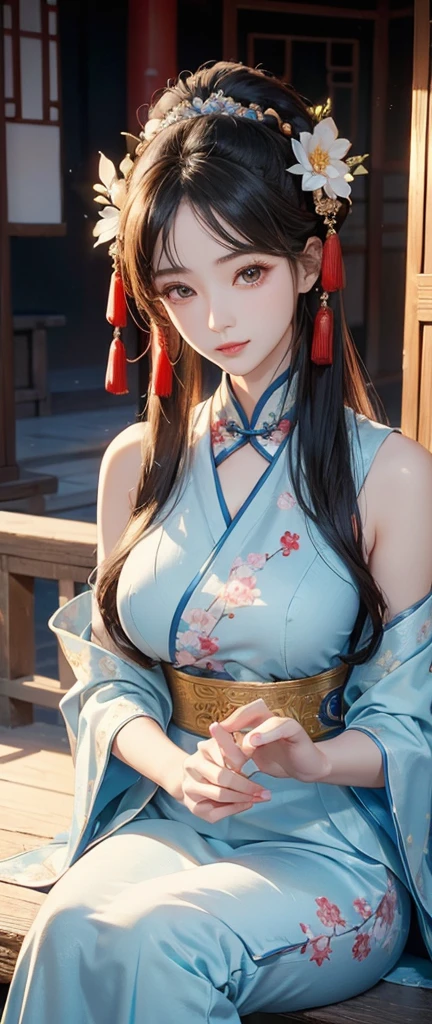 Official Art, Unified 8K Wallpapers, Ultra Detailed, Beautiful and Aesthetic, Masterpiece, Best Quality, (Zentangle, Tangle, Entangle), (fractal art: 1.4), (character center: 1.3), 1girl, black hair, Chinese, off-the-shoulder, short skirt, calf, navel, very detailed, dynamic angle, cowboyshot, (most beautiful form chaos), flowing, (bright colors), oc, (medium breasts), Chinese costume pajamas transparent
