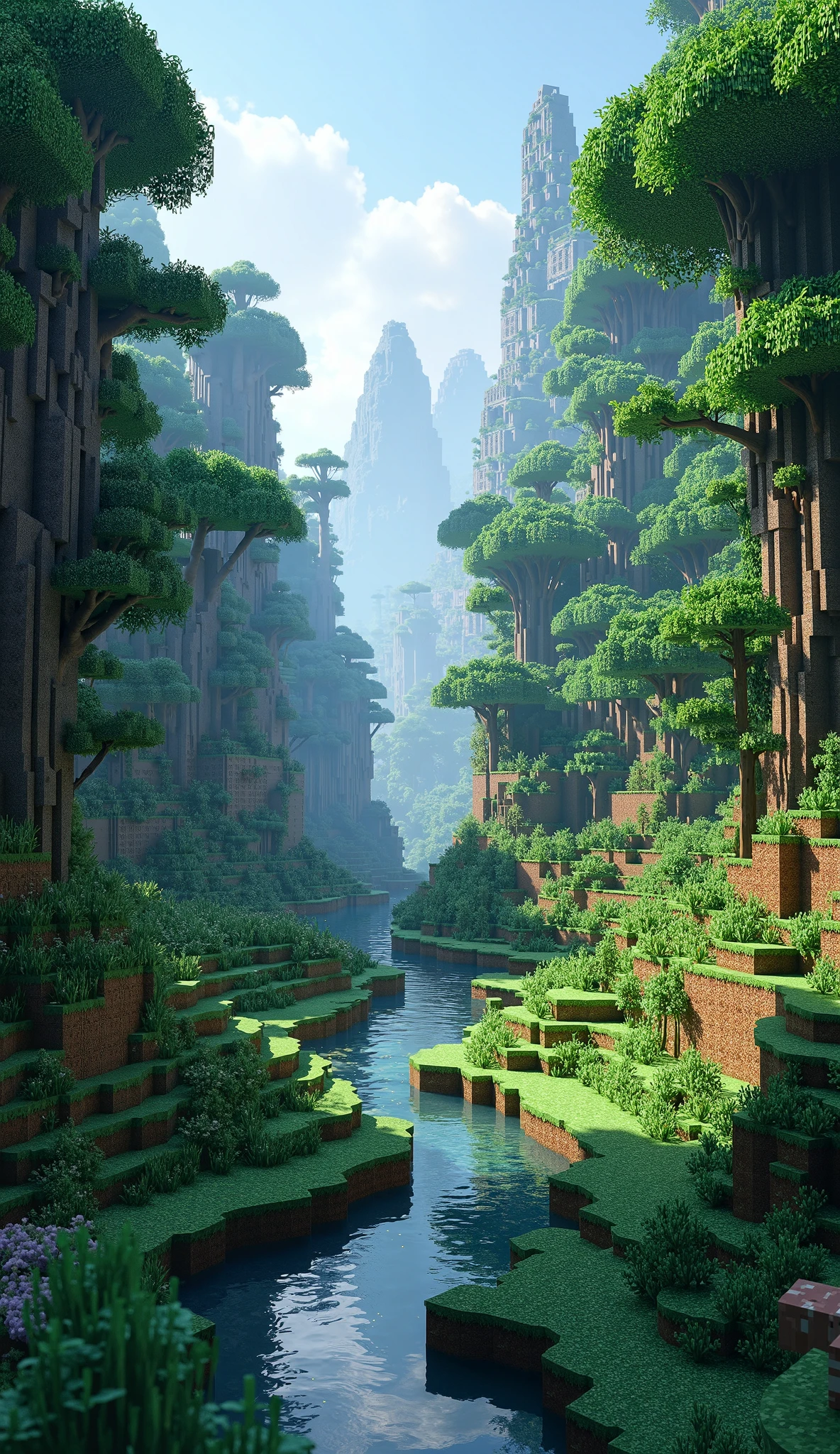 ((high quality)), ((masterpiece)), ((highly detailed)), (masterpiece),(best quality) , ((ultra-detailed), beautiful minecraft world forest, 8k, 4k, UHD, high resolution