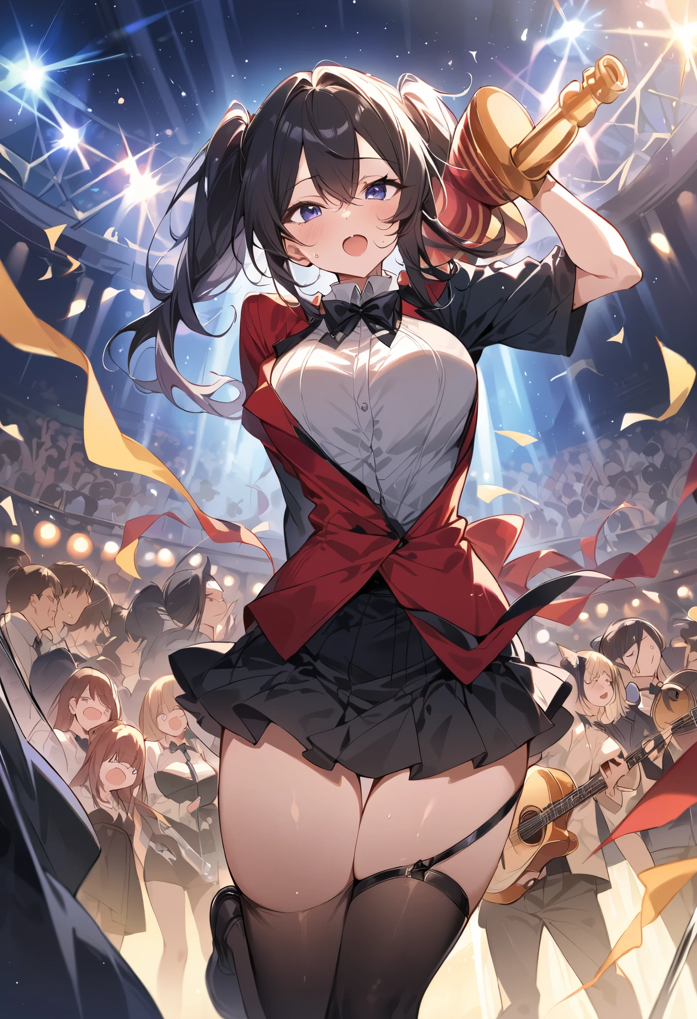 One Woman、casino、大規模なcasino場、dealer、女dealer、Large crowd、beautiful girl, Highest quality,  Black Pantyhose、Black vest、casinodealer、Tight Skirt、panties under pantyhose、Stand with your legs spread、Thick thighs、Big 、Big Ass、Short Hair、Sweaty body、Angle from directly below、Sweaty crotch、Cut the cards、Orgasmic face、Dirty sound effects、Ecstasy in a flashy way、目の前にLarge crowd、casinoのルーレット、casinoのスロット、Jackpot、A ton of slot machines