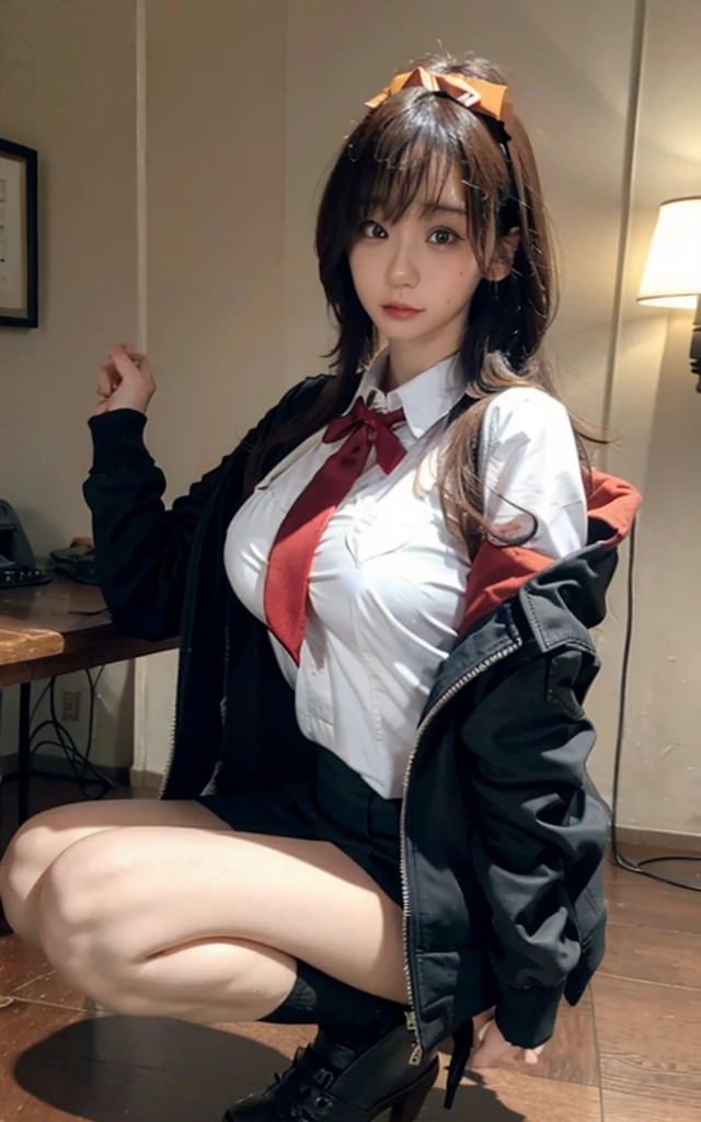 iori moe, school uniform,Big Breasts, high image quality,jacket