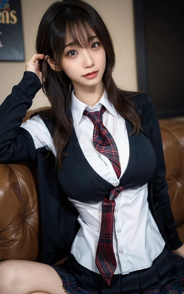 iori moe, school uniform,Big Breasts, high image quality,jacket,necktie