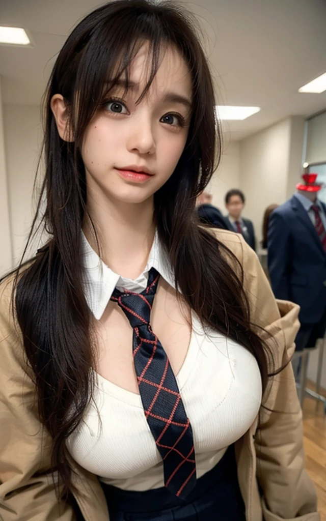 iori moe, school uniform,Big Breasts, high image quality,jacket,necktie,短いスカート