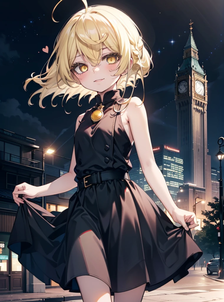 アイスWallenstein, Wallenstein, blonde, Hair between the eyes, hair band, Long Hair, (Yellow Eyes:1.5),happy smile, smile, Close your mouth,smile,blush,Long vest,Tank top shirt,Heart Pendant,Long skirt,Cute Sandals,Clear skies,歩いてるbreak looking at viewer,(Cowboy Shot:1. 5) break outdoors,Building district,In town, break (masterpiece:1.2), highest quality, High resolution, unity 8k wallpaper, (shape:0.8), (Beautiful and beautiful eyes:1.6), Highly detailed face, Perfect lighting, Highly detailed CG, (Perfect hands, Perfect Anatomy),