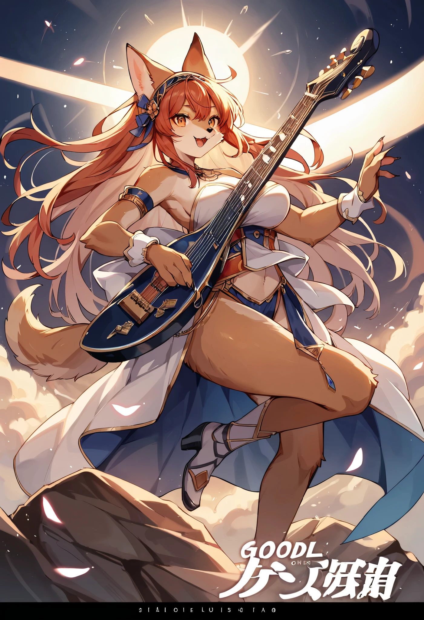 Anime, 1 girl, huge Brown hair, fluffy hairstyle, blue eyes, busty, gorgeous plump body, thicc hips, heavy armored, fluffy skirt,  Holding a gigantic sword in hand, she had dragon wings, she had a large tail, smiling