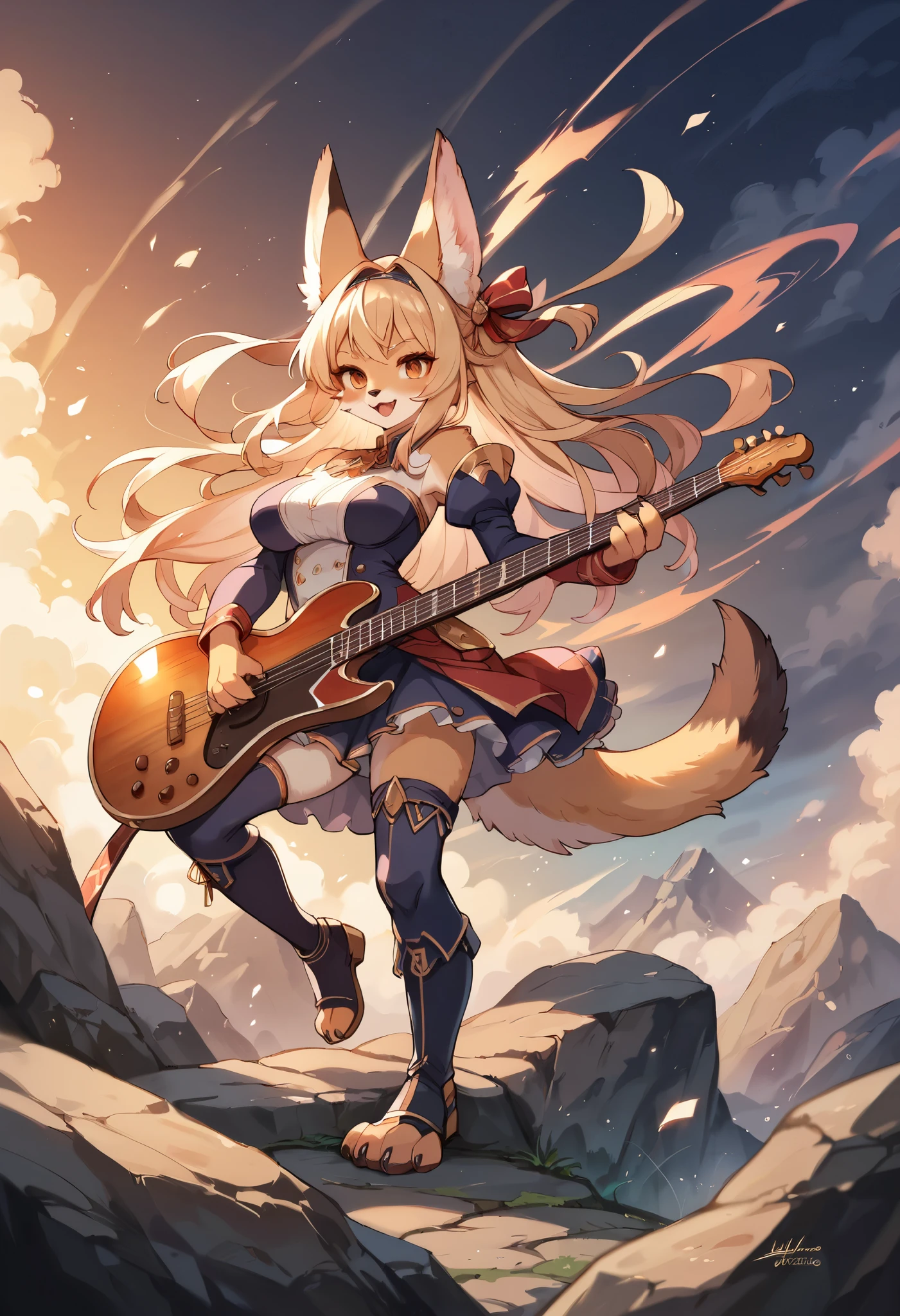 rating_safe, score_9, score_8_up, score_7_up, score_6_up, score_5_up, score_4_up, hires, cover page, highres, absurdres, top quality, best quality, High-quality illustrations, masterpiece, super high resolution, detailed background, Rock Band Concerts, Musical instrument performance, Stage Performance, hot air, boys, girls, absurdres(highly detailed beautiful face and eyes)perfect anatomy, expression, good lighting, cinematic shadow(kemono, furry anthro)(sound effects, motion blur),