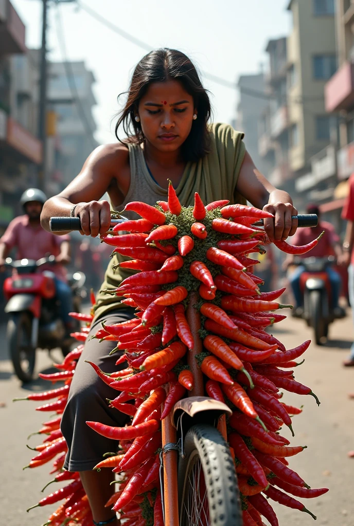 Indian poor man making a huge money out of red chilli